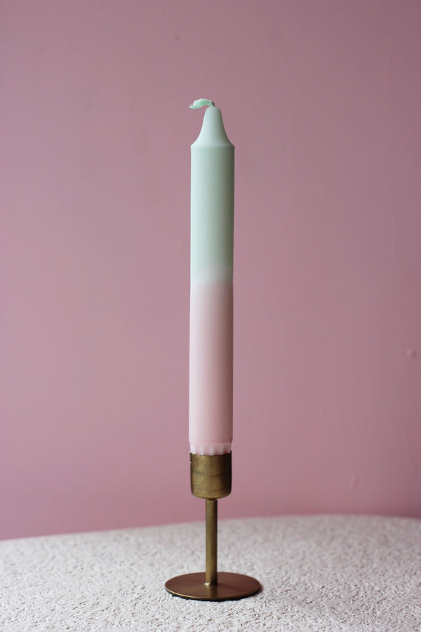 Pastel Green & Pink Tapered Candle