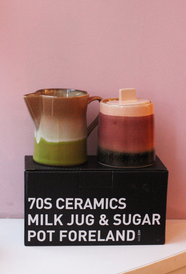 HKliving Ceramic 70's Foreland Milk Jug and Sugar Pot