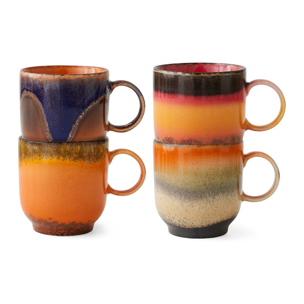 HKliving 70's Ceramic Brazil Coffee Mug - Set of 4