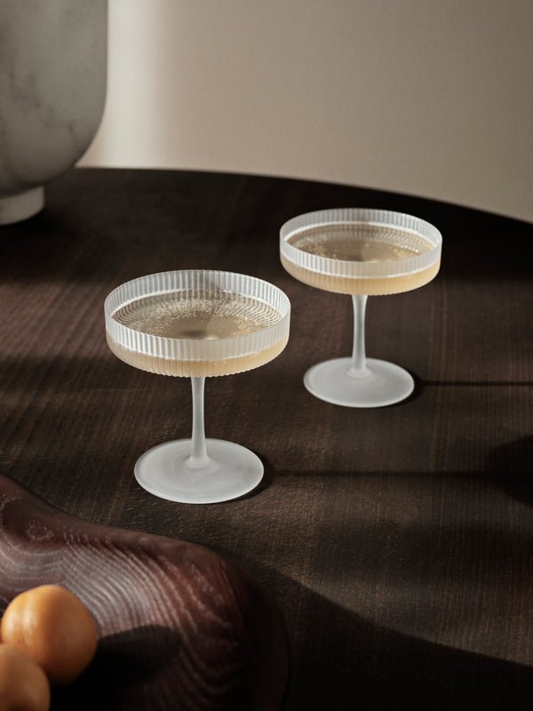 Ripple Frosted Champagne Saucers - Set of 2