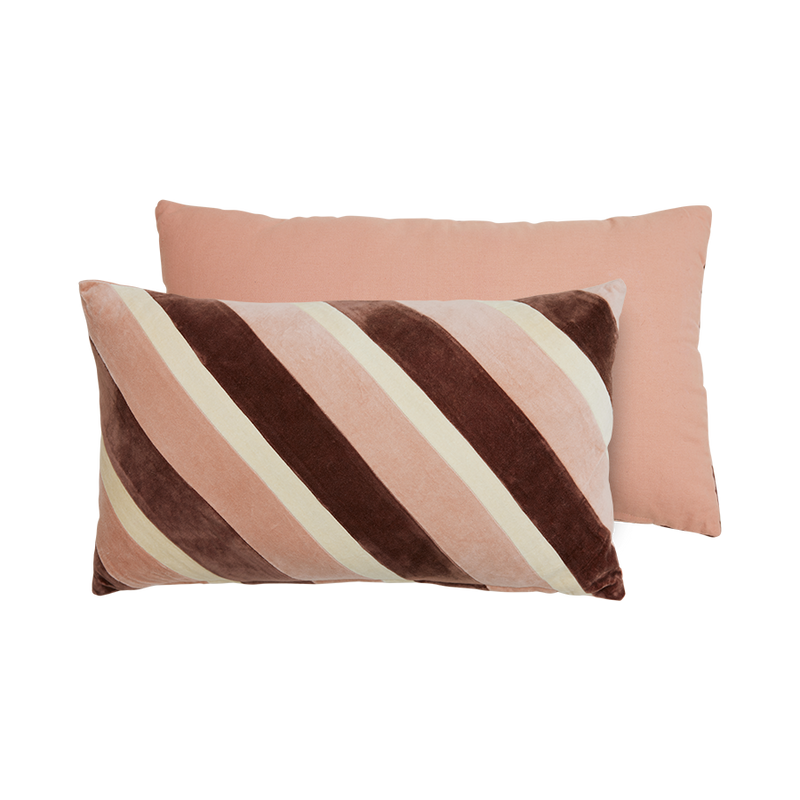 Striped Rose Velvet Cushion
