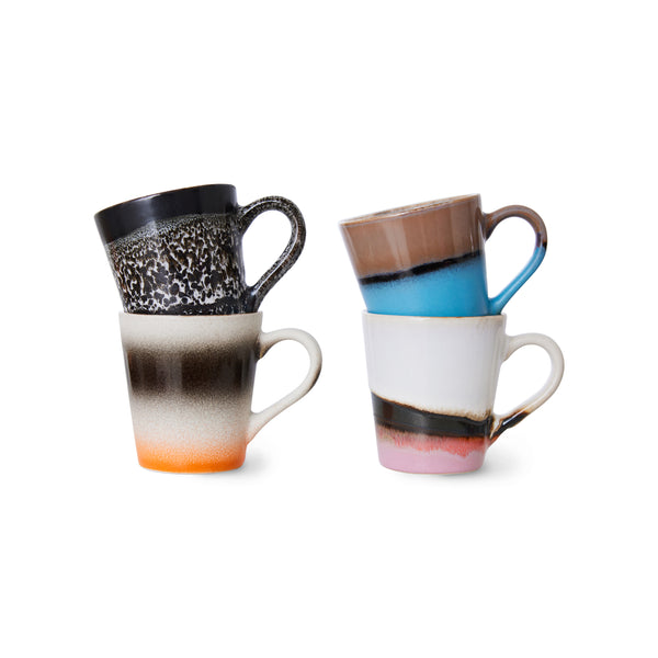 HKliving 70's Ceramic Rebel Rebel Funky Espresso Mugs - Set of 4
