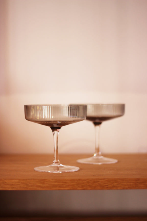 Ripple Smoked Champagne Saucers - Set of 2