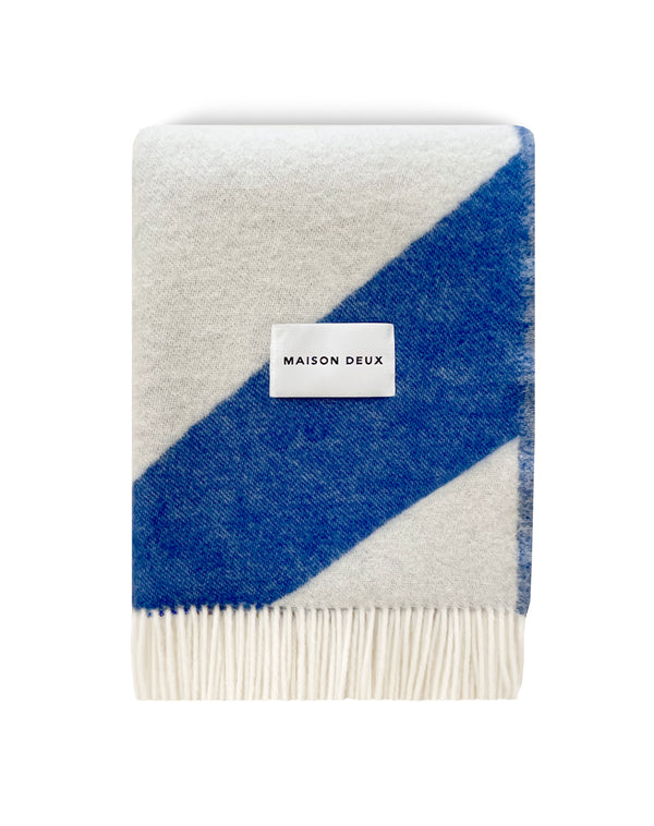 Swirl Blanket/ Throw in Cobalt Blue White