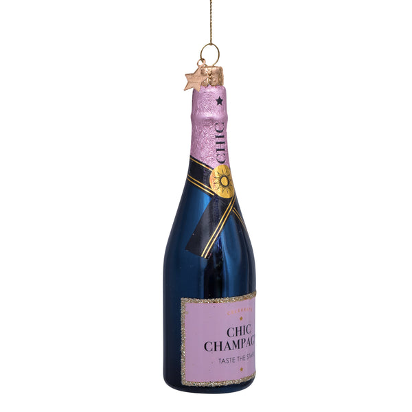 Pink Champagne Bottle Christmas Decoration