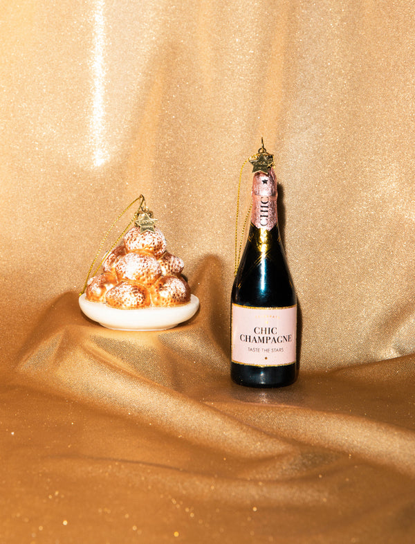Pink Champagne Bottle Christmas Decoration
