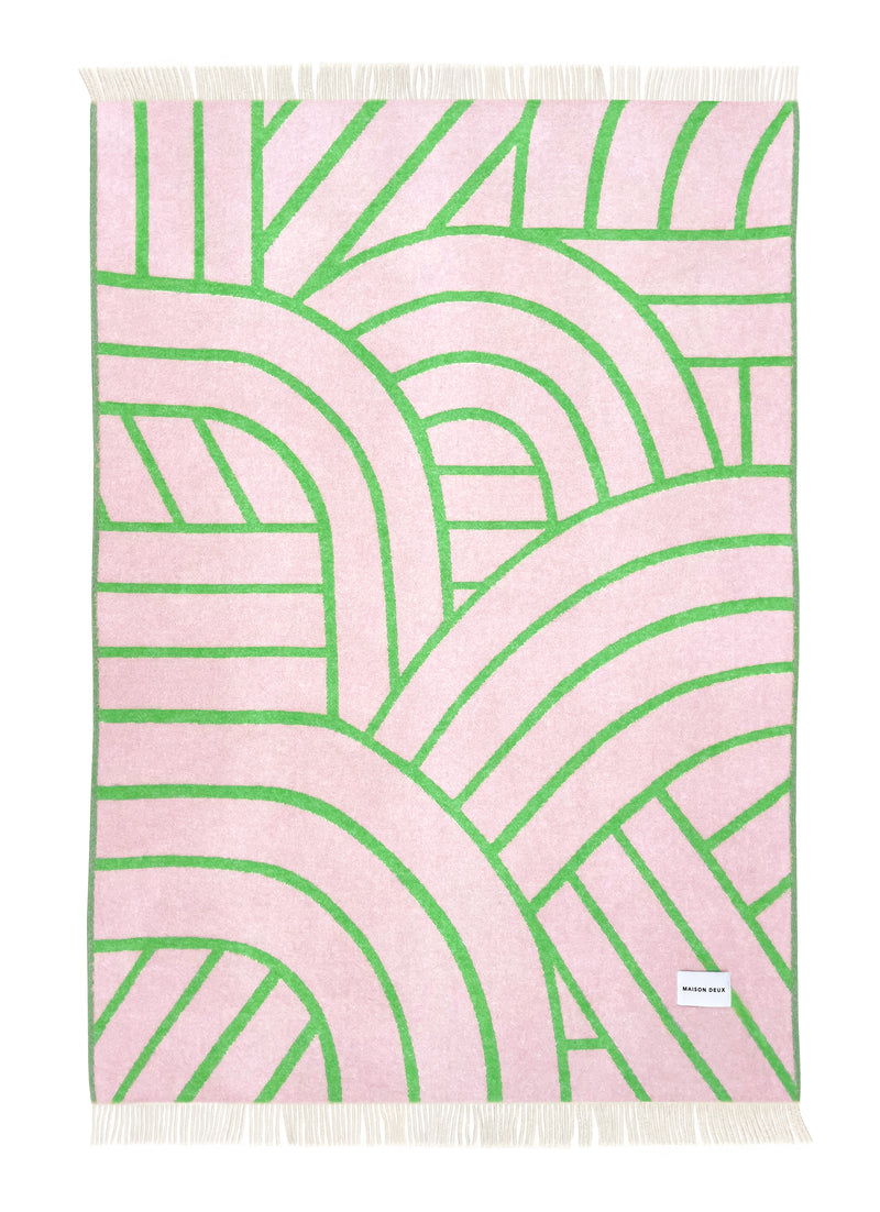 Lines in Pink Apple Blanket/ Throw