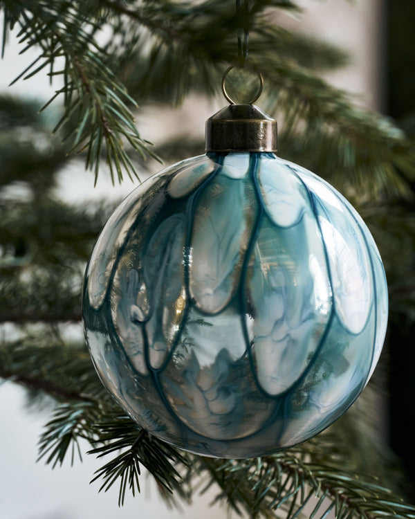 Light Blue Runy Christmas Bauble Set