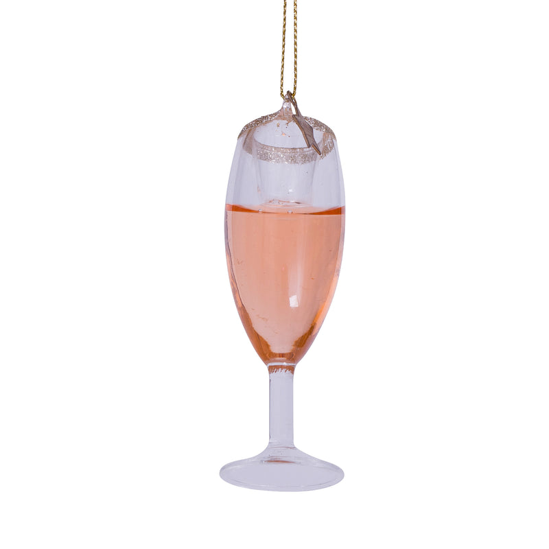 Prosecco Rose Glass Wine Christmas Decoration