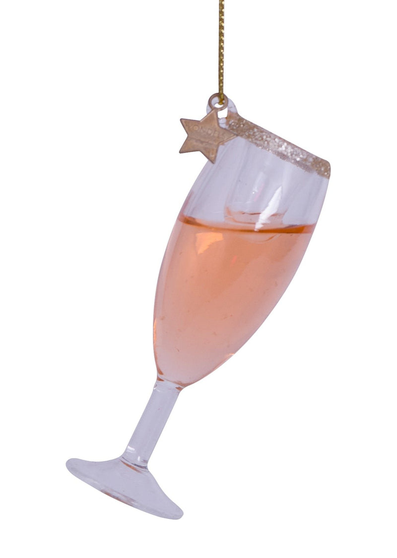Prosecco Rose Glass Wine Christmas Decoration