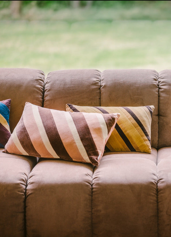 Striped Rose Velvet Cushion