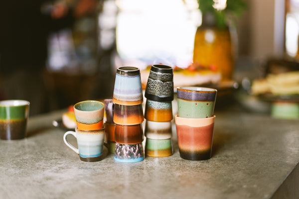 HKliving 70's Ceramic Mugs Grounding - Set of 6