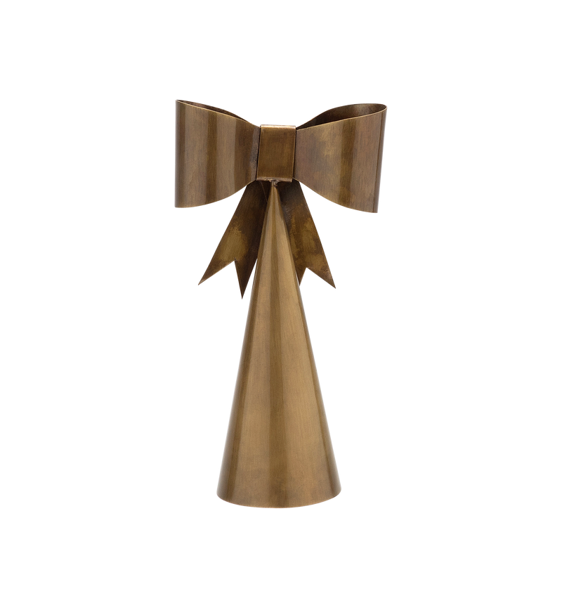 Brass Ribbon Bow Christmas Tree Topper