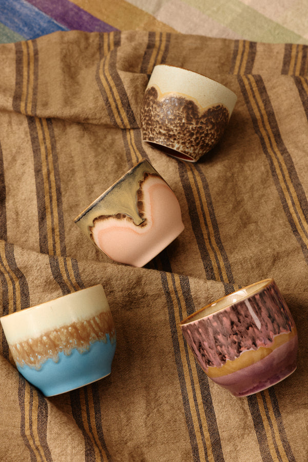 HKliving 70's Ceramic Lagoon Café cups (set of 4)