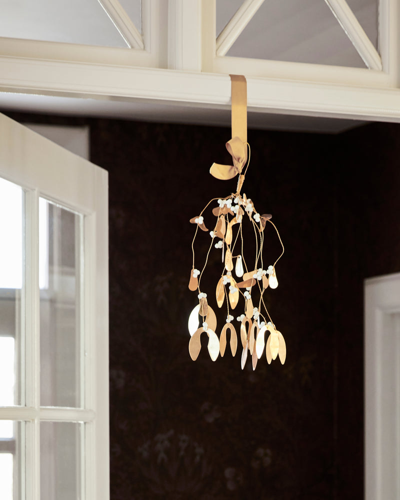 Brass Mistletoe Hanging Christmas Decoration