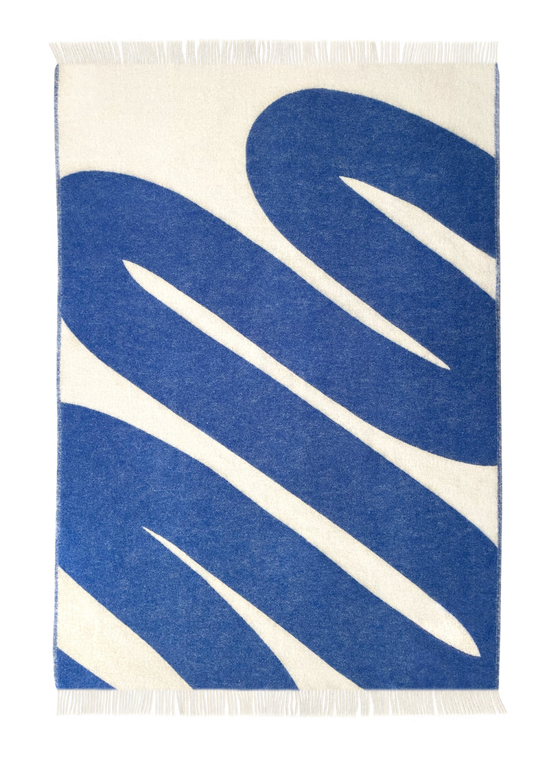 Swirl Blanket/ Throw in Cobalt Blue White