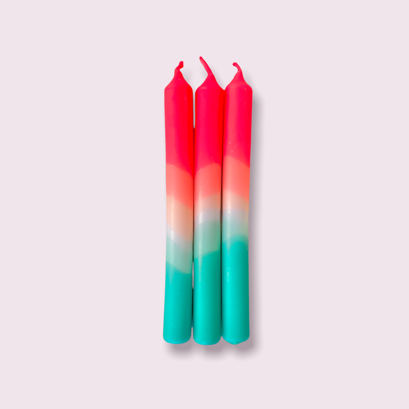 Dip Dye Neon * Watermelon Coast Candles - Set of 3