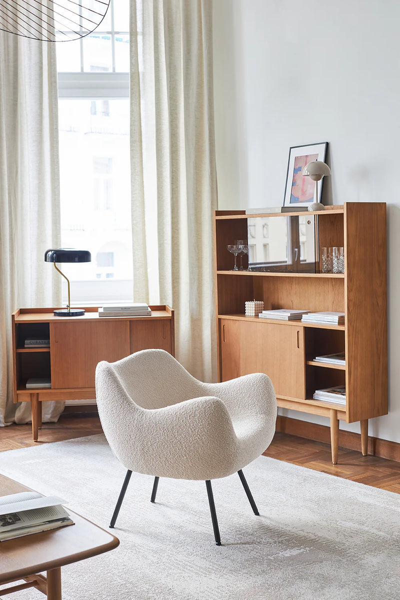 Modern Soft RM58 Armchair - Mid Century Design Boucle Snow