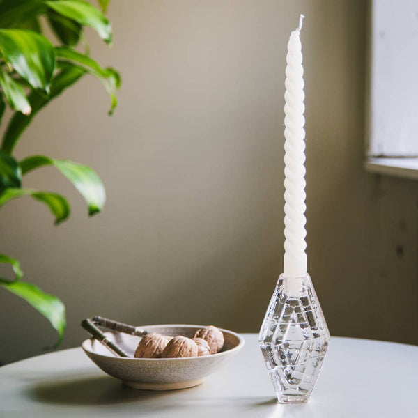 Clear Hexagon Glass Candle Holder