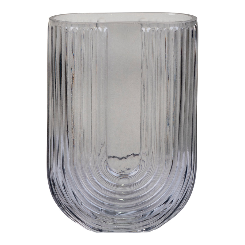 U-Shaped Smoked Glass Vase