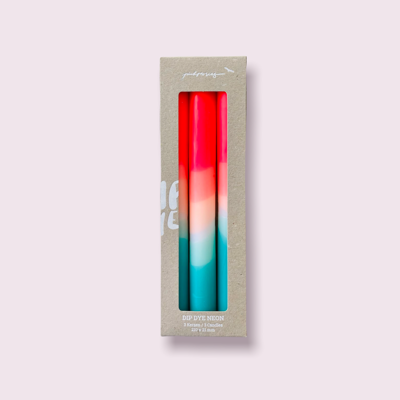 Dip Dye Neon * Watermelon Coast Candles - Set of 3