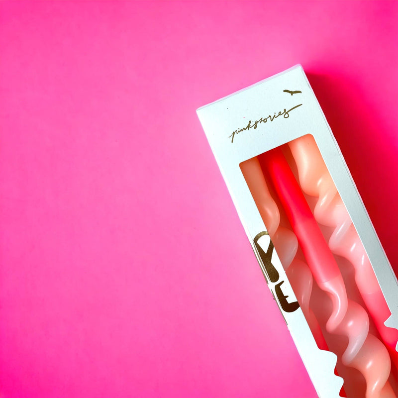 Dip Dye Swirl * Flamingo Wedding Candle Set