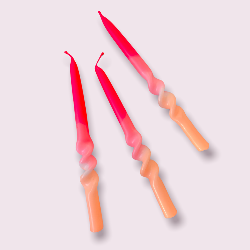 Dip Dye Swirl * Flamingo Wedding Candle Set