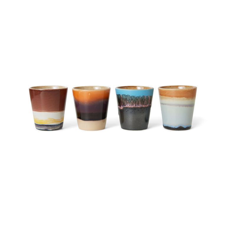HKliving Solar 70's Ceramic Ristretto Mugs - Set of 4