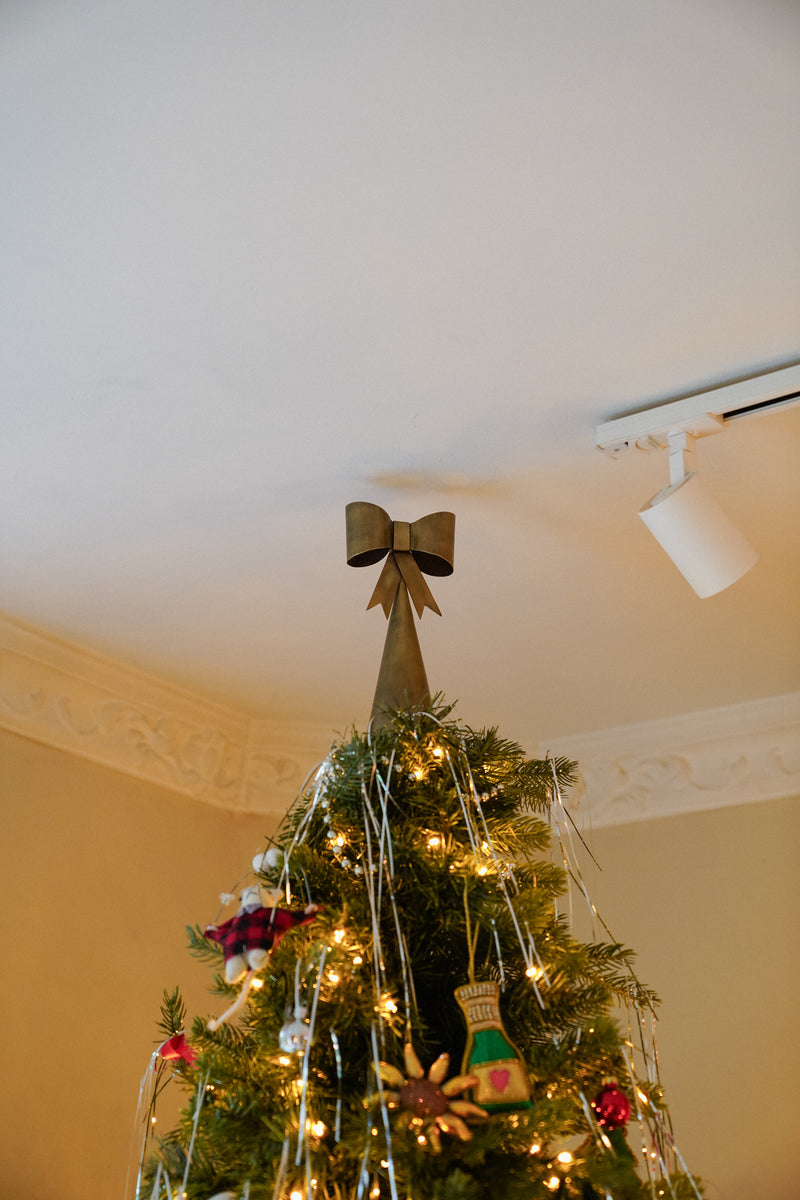 Brass Ribbon Bow Christmas Tree Topper