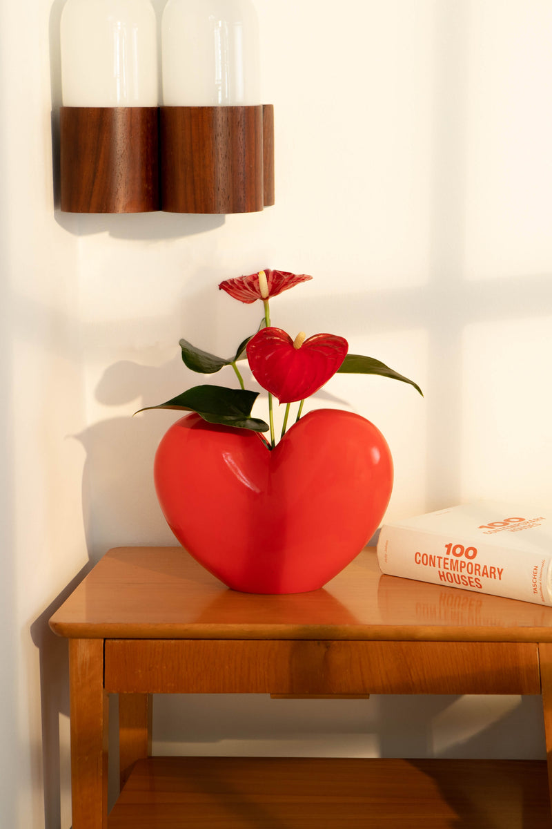 Love Red Heart Vase