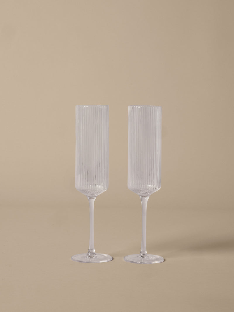 Ripple Clear Champagne Flutes - Set of 2