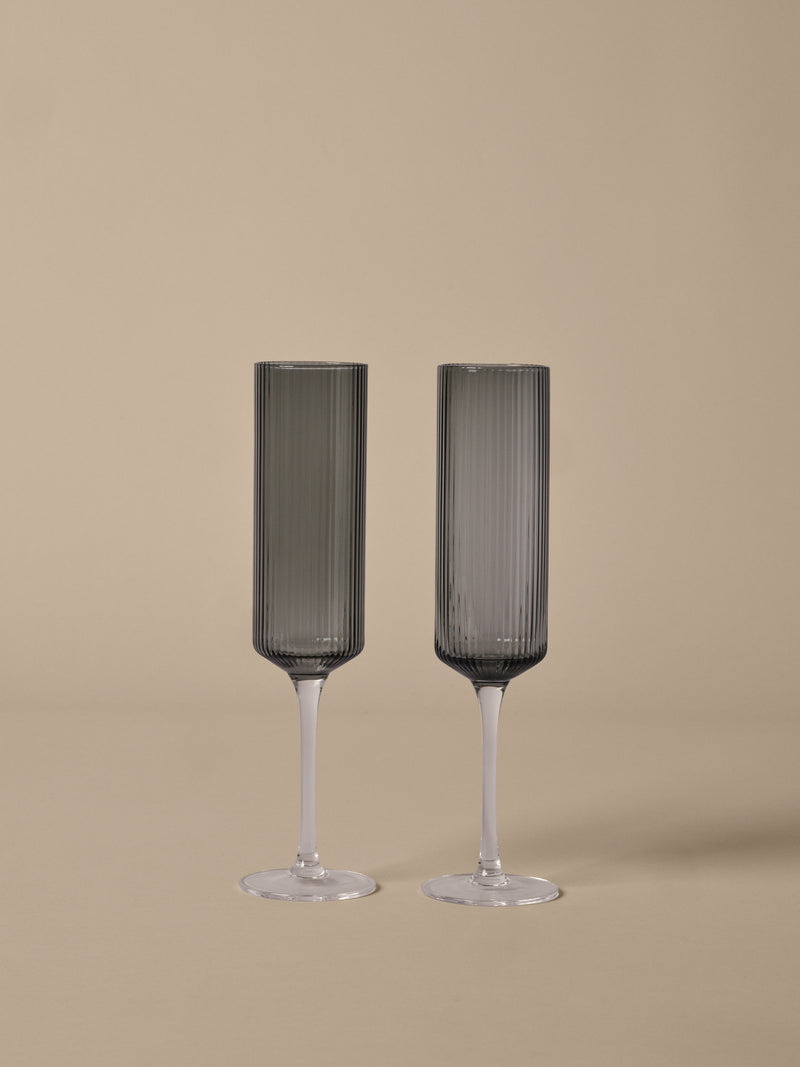 Ripple Smoked Champagne Flutes - Set of 2