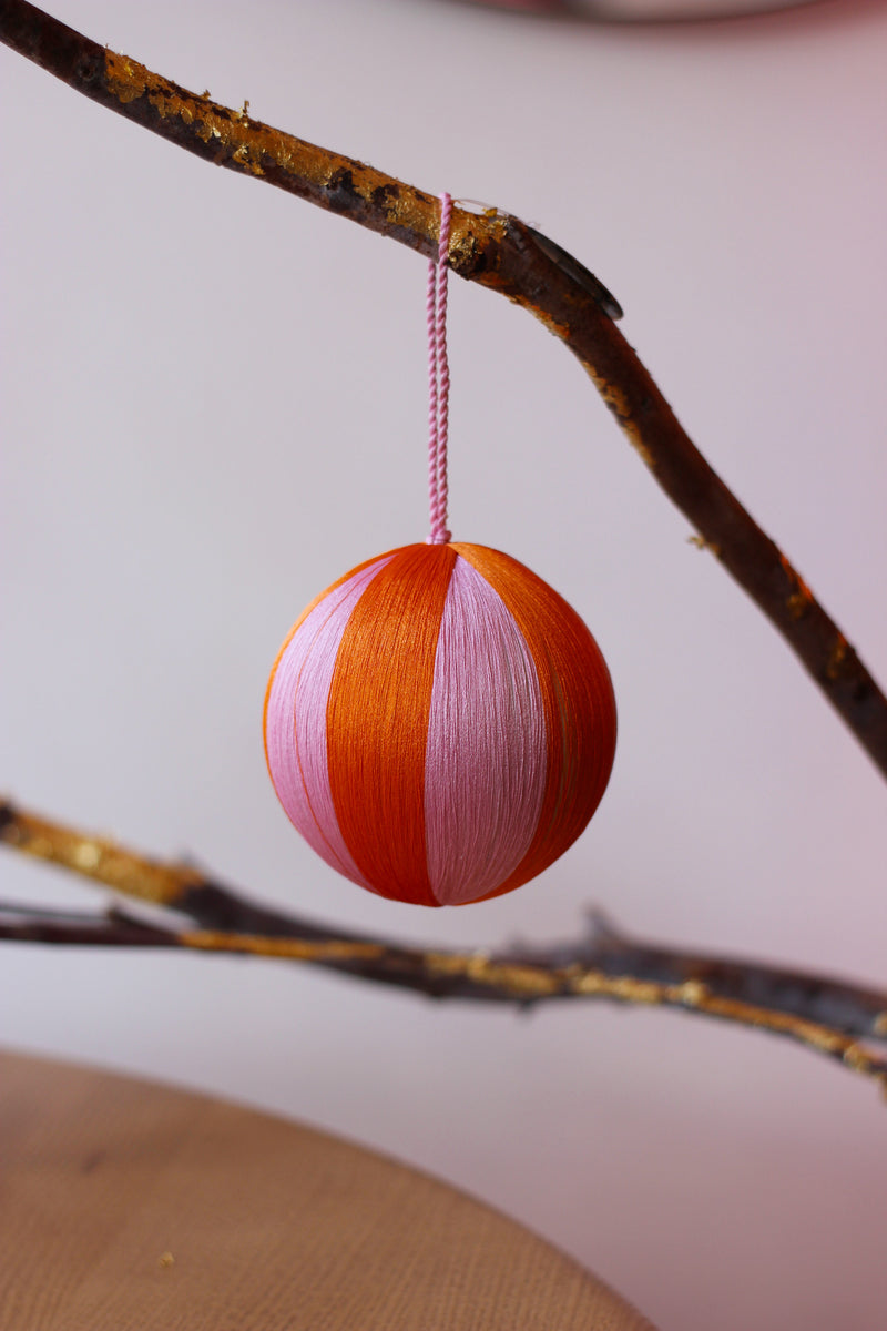 Fabric Bauble Candy Stripes Christmas Decoration