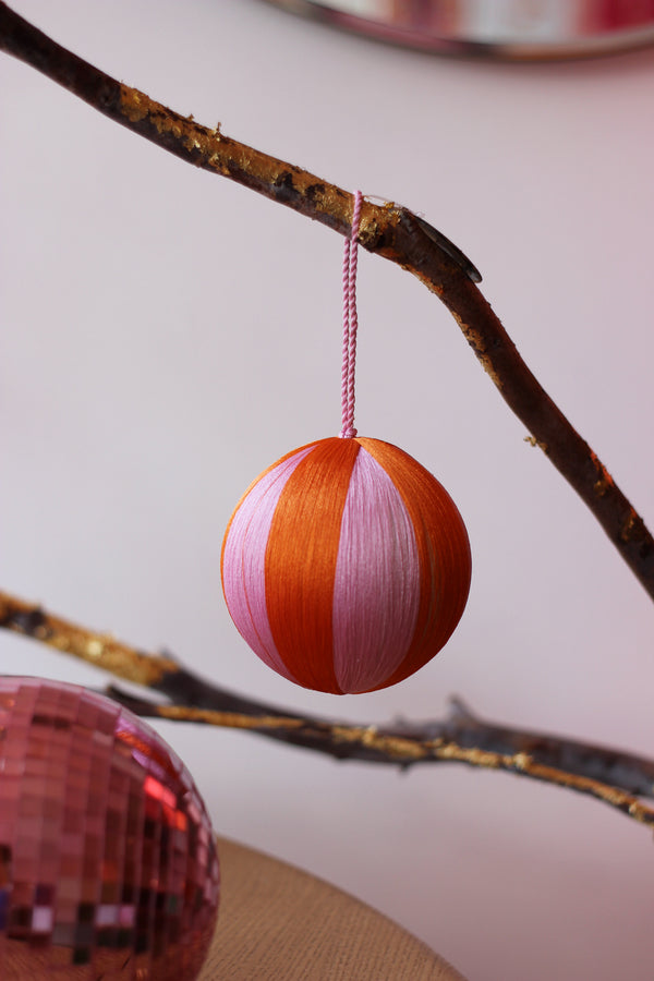 Fabric Bauble Candy Stripes Christmas Decoration