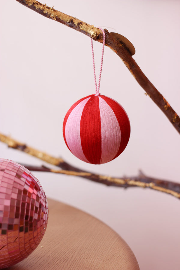 Fabric Bauble Candy Stripes Christmas Decoration