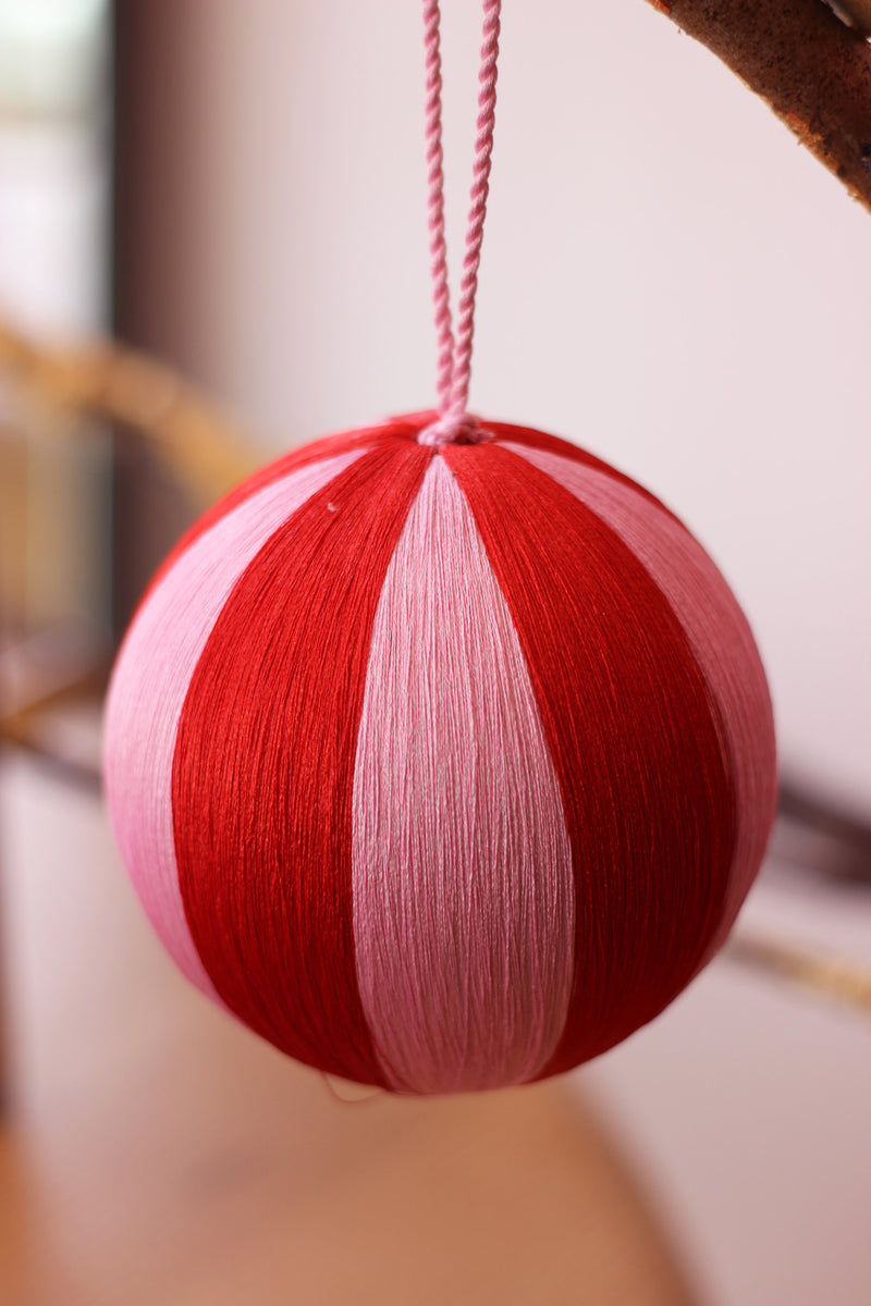 Fabric Bauble Candy Stripes Christmas Decoration