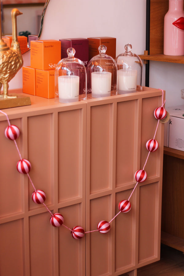 Fabric Bauble Candy Stripes Christmas Garland
