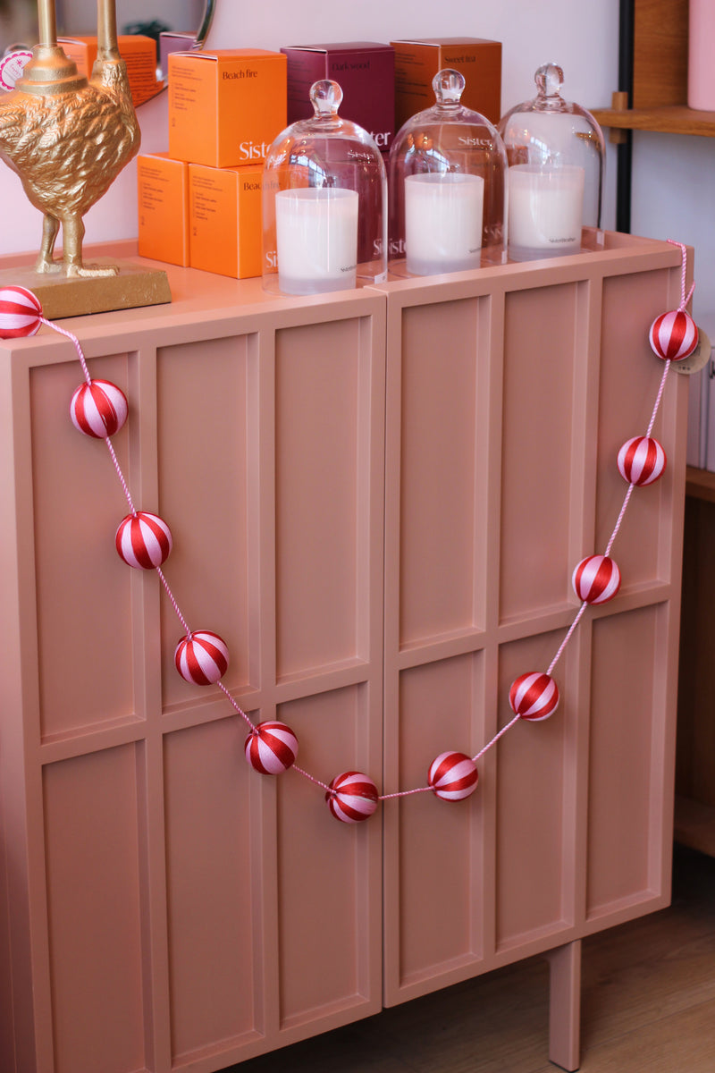 Fabric Bauble Candy Stripes Christmas Garland