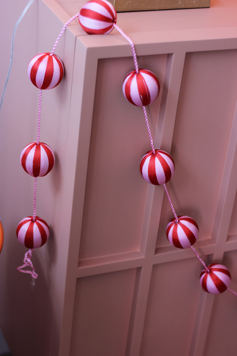 Fabric Bauble Candy Stripes Christmas Garland