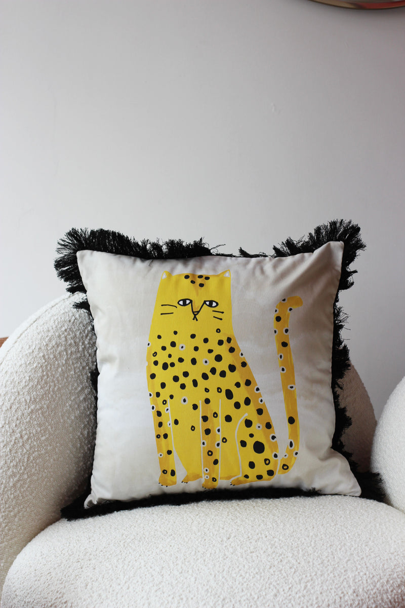 Fat Cat Yellow Cushion