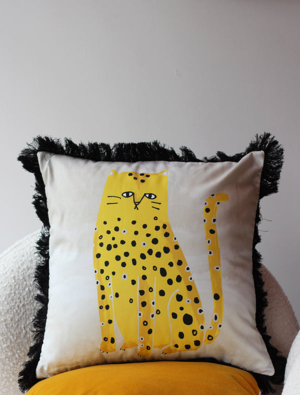 Fat Cat Yellow Cushion