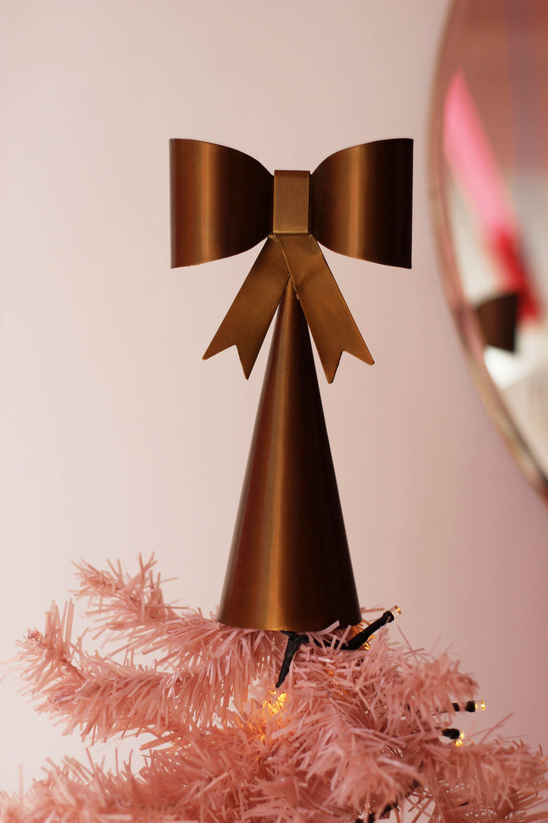 Brass Ribbon Bow Christmas Tree Topper