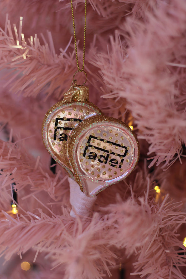 Pink Padel Racket Christmas Decoration