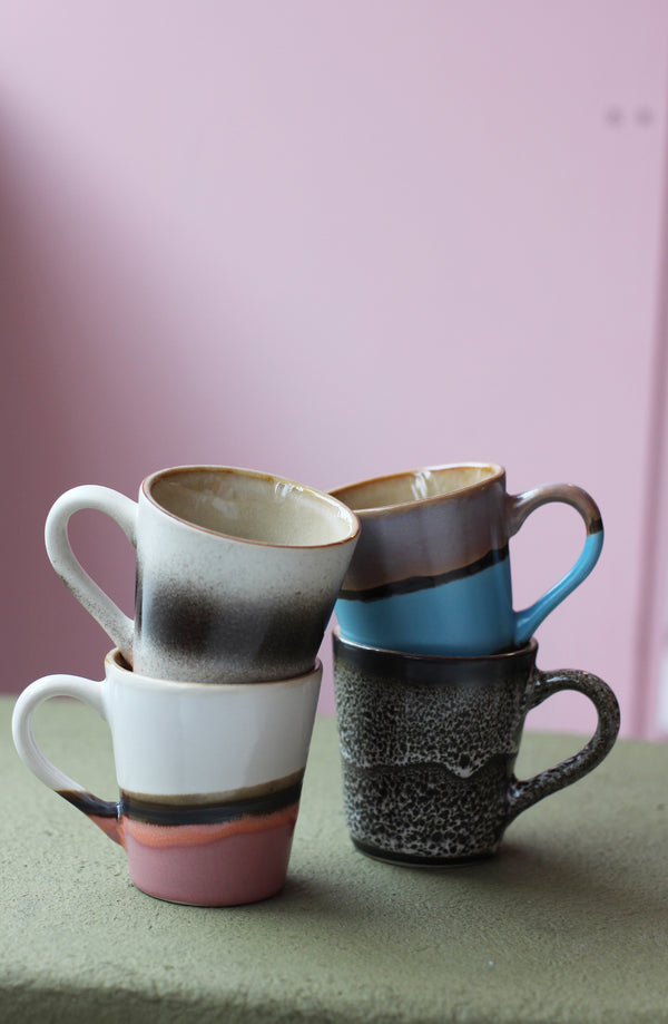 HKliving 70's Ceramic Rebel Rebel Funky Espresso Mugs - Set of 4