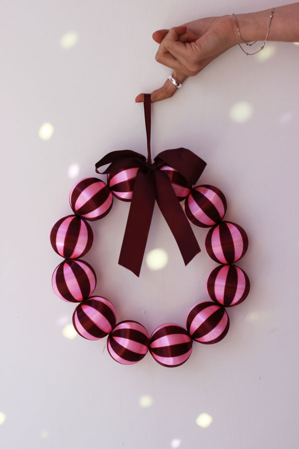 Striped Bauble Wreath Christmas Decoration