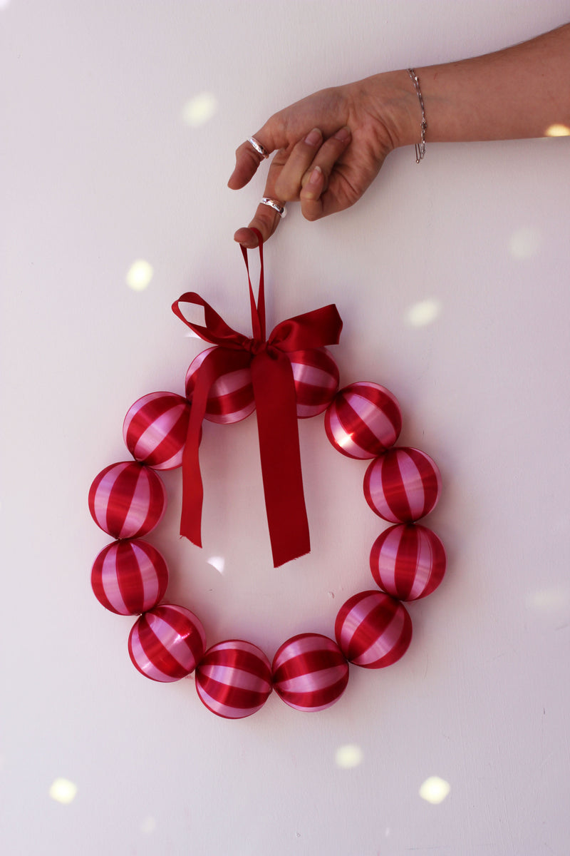 Striped Bauble Wreath Christmas Decoration
