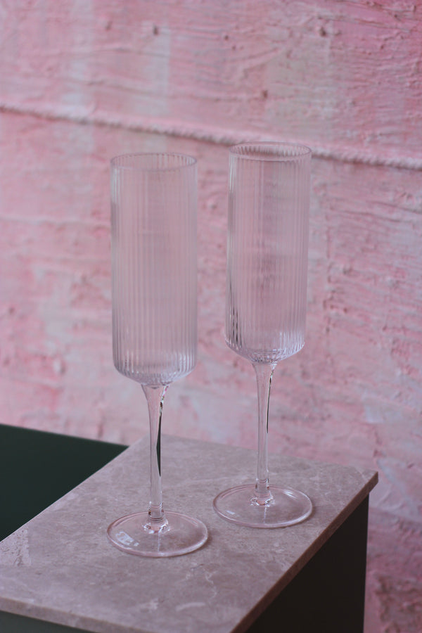 Ripple Clear Champagne Flutes - Set of 2