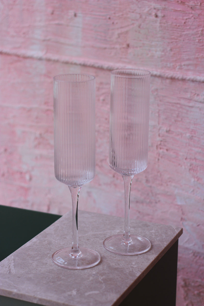 Ripple Clear Champagne Flutes - Set of 2