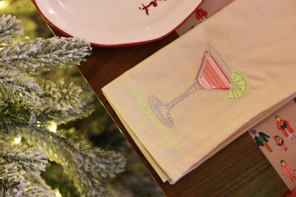 COCKTAIL CLUB Embroidered Napkin Set (2)