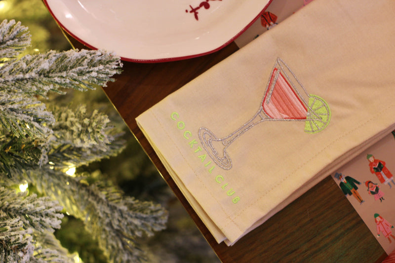 COCKTAIL CLUB Embroidered Napkin Set (2)